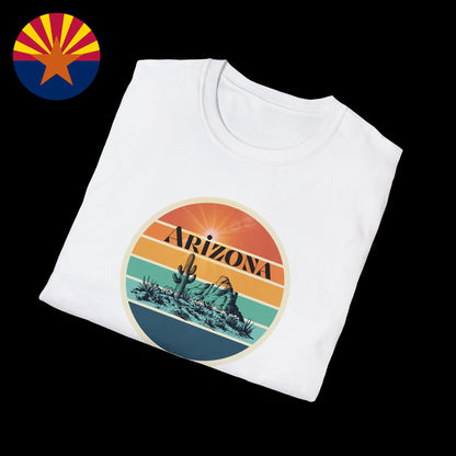 Arizona Desert Sunset T-Shirt | Unisex Soft-Style | 100% Cotton | Vintage Cactus Design