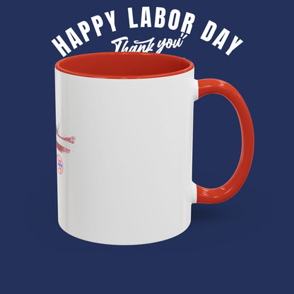 Happy Labor Day Ceramic Coffee Mug | Patriotic American Flag Design | 11oz and 15oz