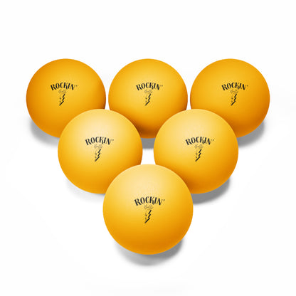 Rockin' Balls Brand Ping Pong Balls - Standard Size 1.57", Available in White and Orange, Set of 6, High-Quality 100% Plastic