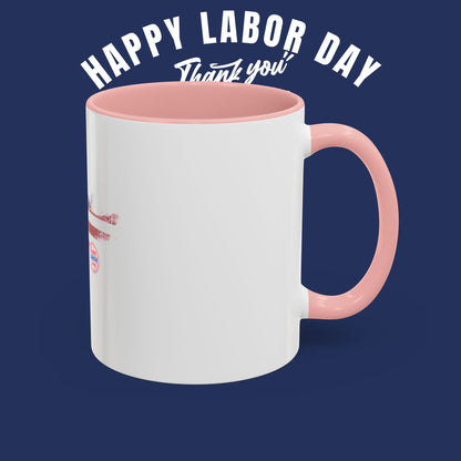 Happy Labor Day Ceramic Coffee Mug | Patriotic American Flag Design | 11oz and 15oz