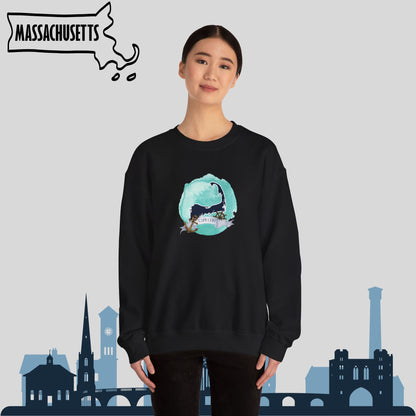 Cape Cod Nautical Map Unisex Heavy Blend Crewneck Sweatshirt | Cozy and Durable | Perfect for Colder Months