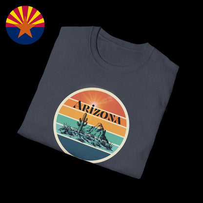 Arizona Desert Sunset T-Shirt | Unisex Soft-Style | 100% Cotton | Vintage Cactus Design