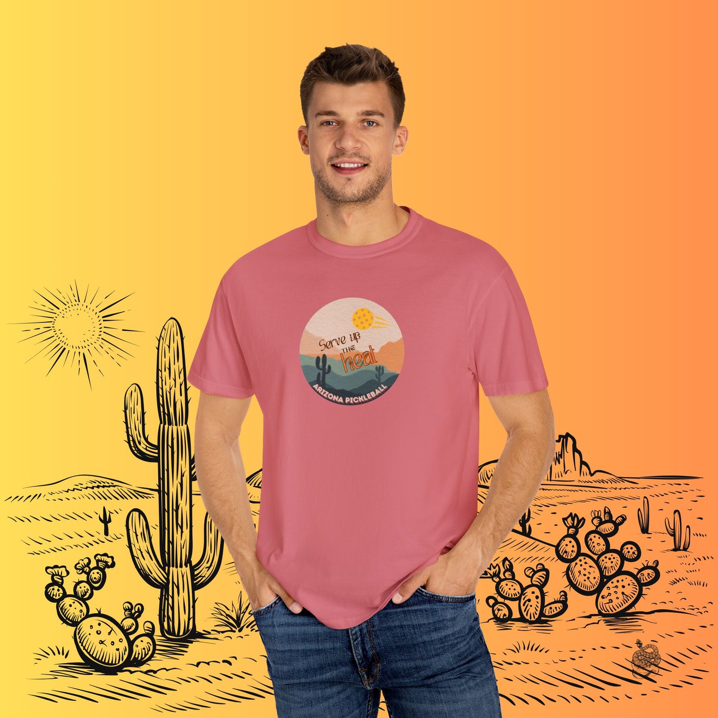 Serve Up the Heat Arizona Pickleball T-Shirt | Comfort Colors 1717 | Soft-Washed Garment-Dyed