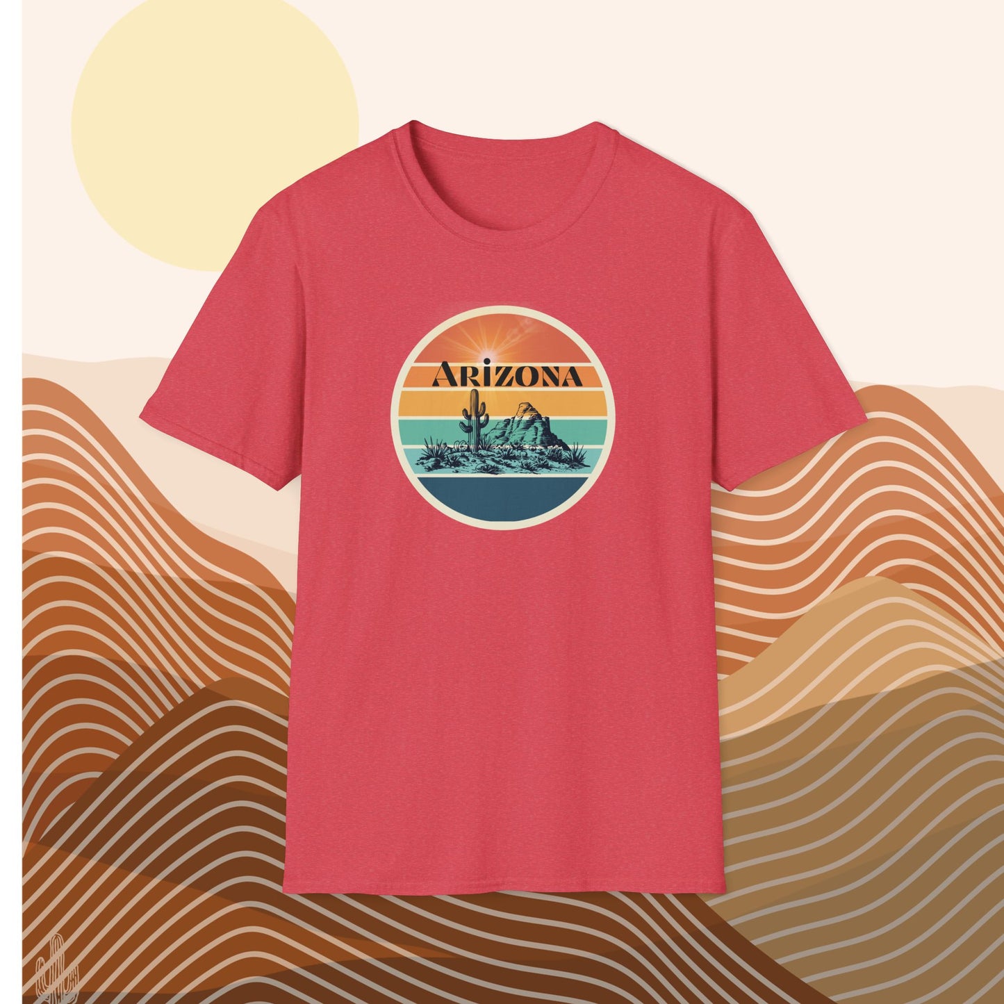 Arizona Desert Sunset T-Shirt | Unisex Soft-Style | 100% Cotton | Vintage Cactus Design