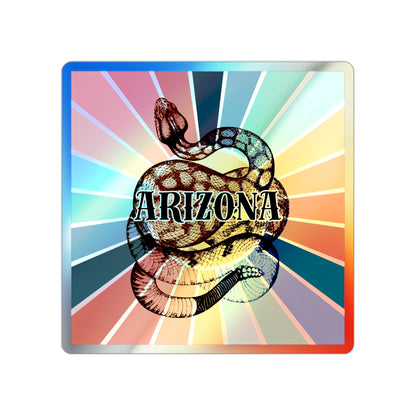 Arizona Rattlesnake Retro Holographic Stickers | Custom Vinyl Stickers | 5 Sizes Available