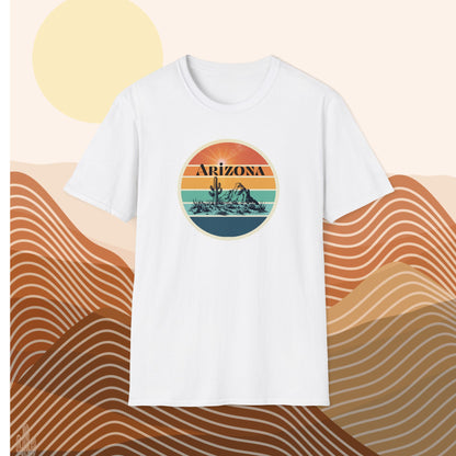 Arizona Desert Sunset T-Shirt | Unisex Soft-Style | 100% Cotton | Vintage Cactus Design