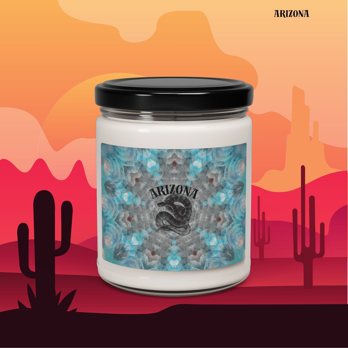 Arizona Scented Candle | 100% Natural Soy Wax | 9oz Glass Jar | Custom Rattlesnake Design