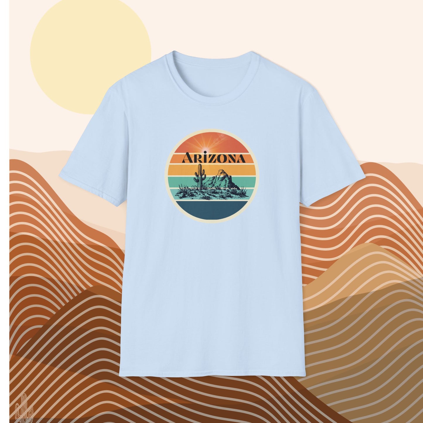 Arizona Desert Sunset T-Shirt | Unisex Soft-Style | 100% Cotton | Vintage Cactus Design