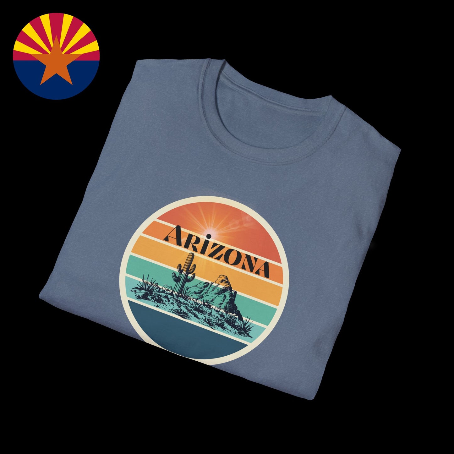 Arizona Desert Sunset T-Shirt | Unisex Soft-Style | 100% Cotton | Vintage Cactus Design