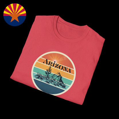 Arizona Desert Sunset T-Shirt | Unisex Soft-Style | 100% Cotton | Vintage Cactus Design