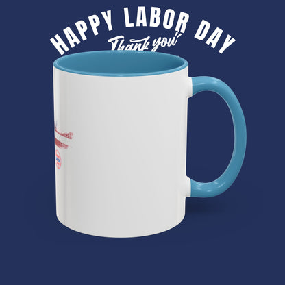 Happy Labor Day Ceramic Coffee Mug | Patriotic American Flag Design | 11oz and 15oz